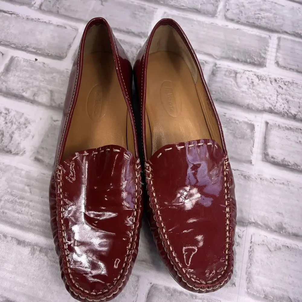 Talbots Women's Size 7 B Red Patent Leather Slip On Loafers Shoes